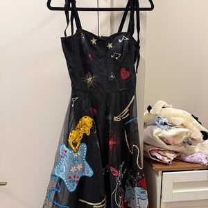 Embroidered Sheer Black Midi Dress – Art Motif